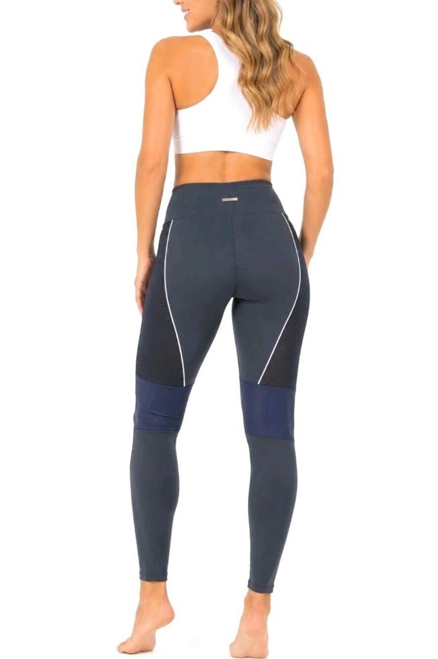 Koral ~Woman Size S~ Gray/Blue Mid-Rise Leggings Activewear NWOT.